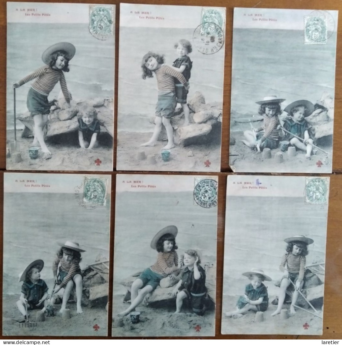 Lot De 6 CPA - A LA MER ! Les Petits Pâtés - Enfants - Ecrites - Collections, Lots & Séries