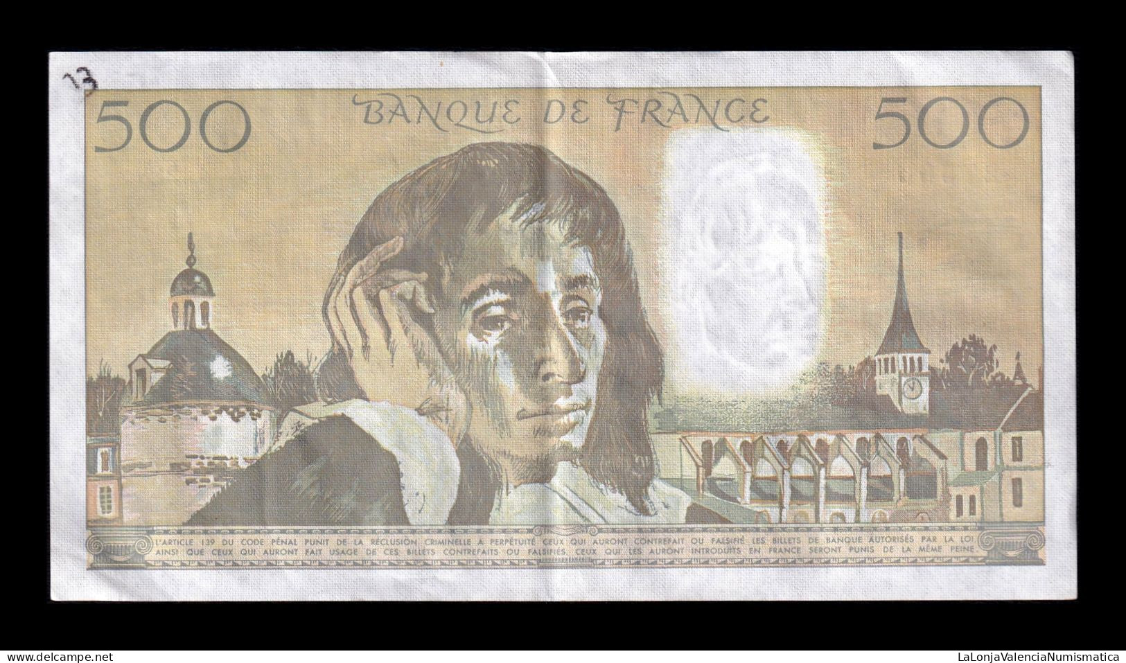 Francia France 500 Francs Pascal 1989 Pick 156g Mbc/Ebc Vf/Xf - 500 F 1968-1993 ''Pascal''