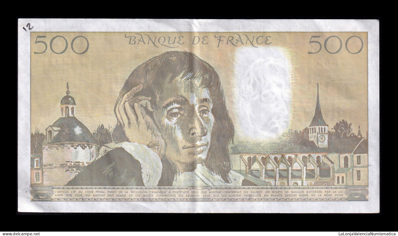 Francia France 500 Francs Pascal 1989 Pick 156g Mbc/Ebc Vf/Xf - 500 F 1968-1993 ''Pascal''