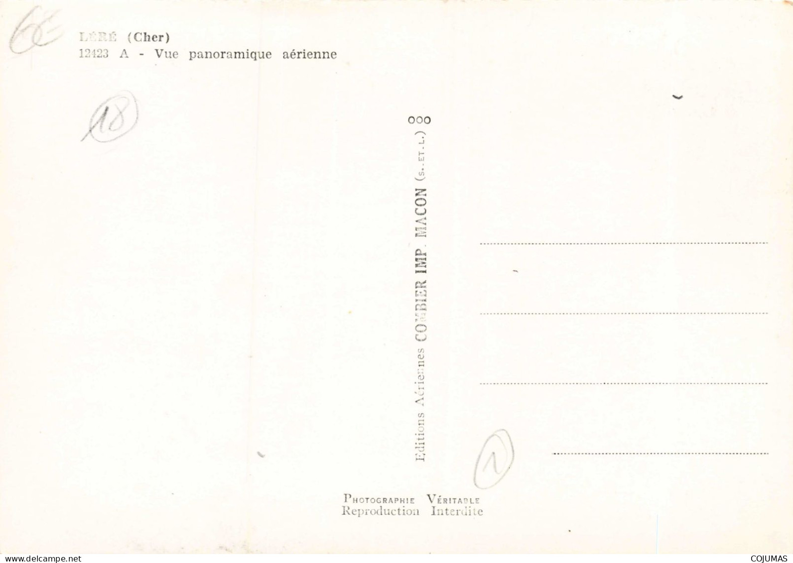 18 - LERE _S27372_ Vue Panoramique Aérienne - COMBIER - CPSM 15x10 Cm - Lere