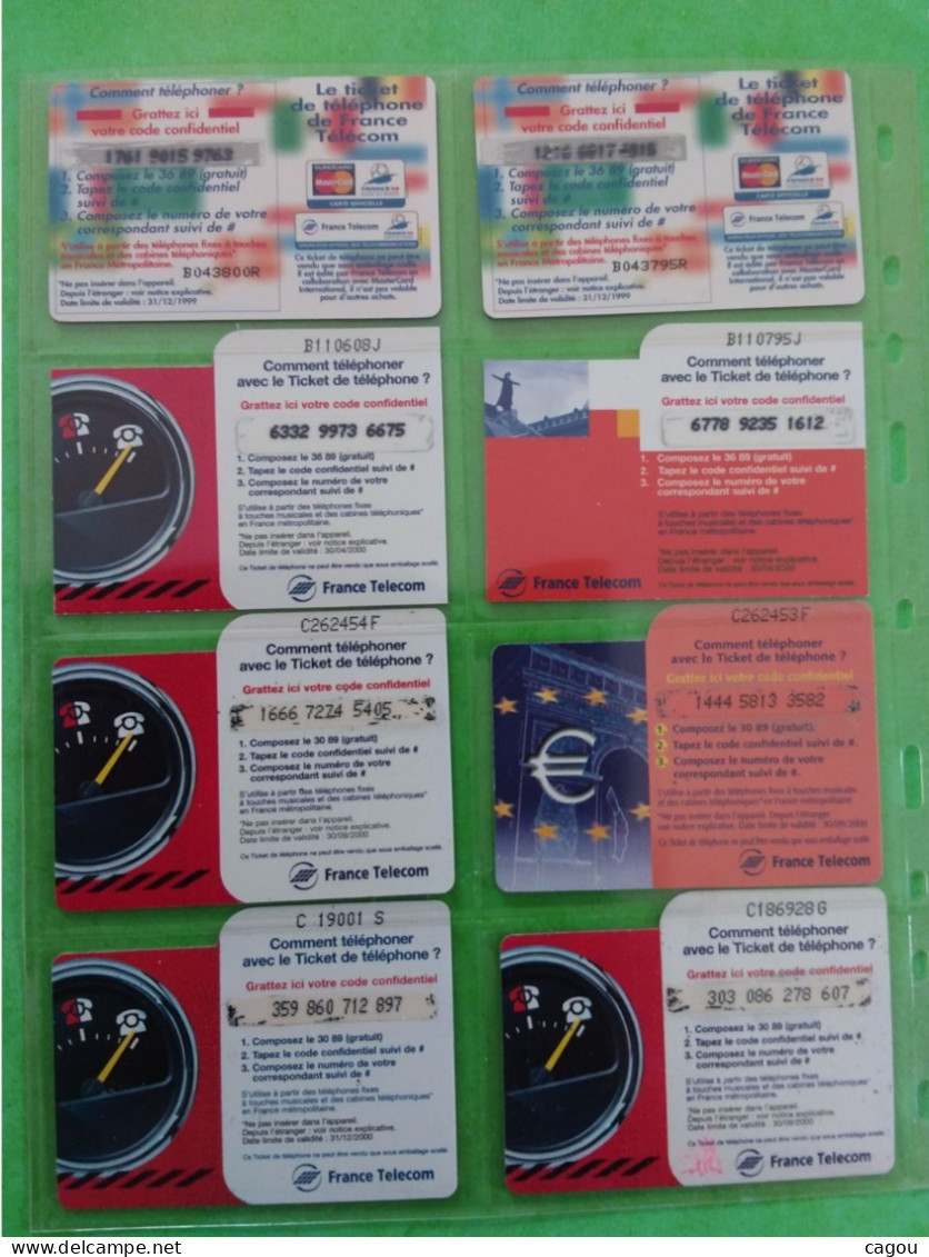 FRANCE  - LOT DE 3 PAGES TICKETS DE TÉLÉPHONE FRANCE TÉLÉCOM  - A ÉTUDIER - Tickets FT