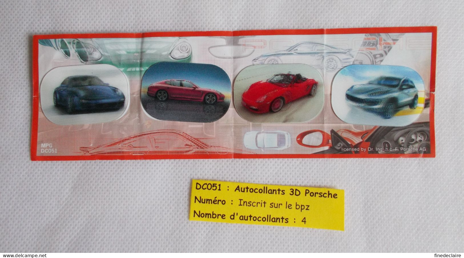 Kinder - Autocollants 3D Porsche - DC051 - Avec BPZ - Montables