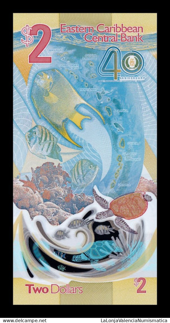 Estados Del Caribe East Caribbean 2 Dollars Commemorative 2023 (2024) Pick 61 New Polymer Sc Unc - Caribes Orientales