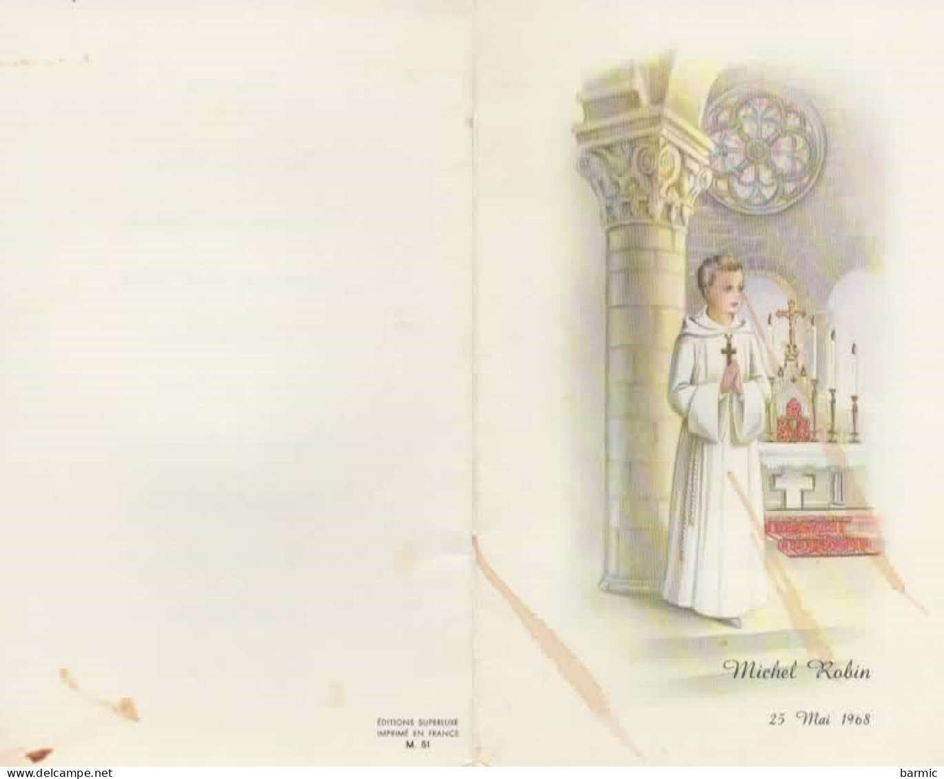 FAIRE PART COMMUNION, MICHEK ROBIN, LE 25/05/1968 COULEUR  REF 14996 - Communie