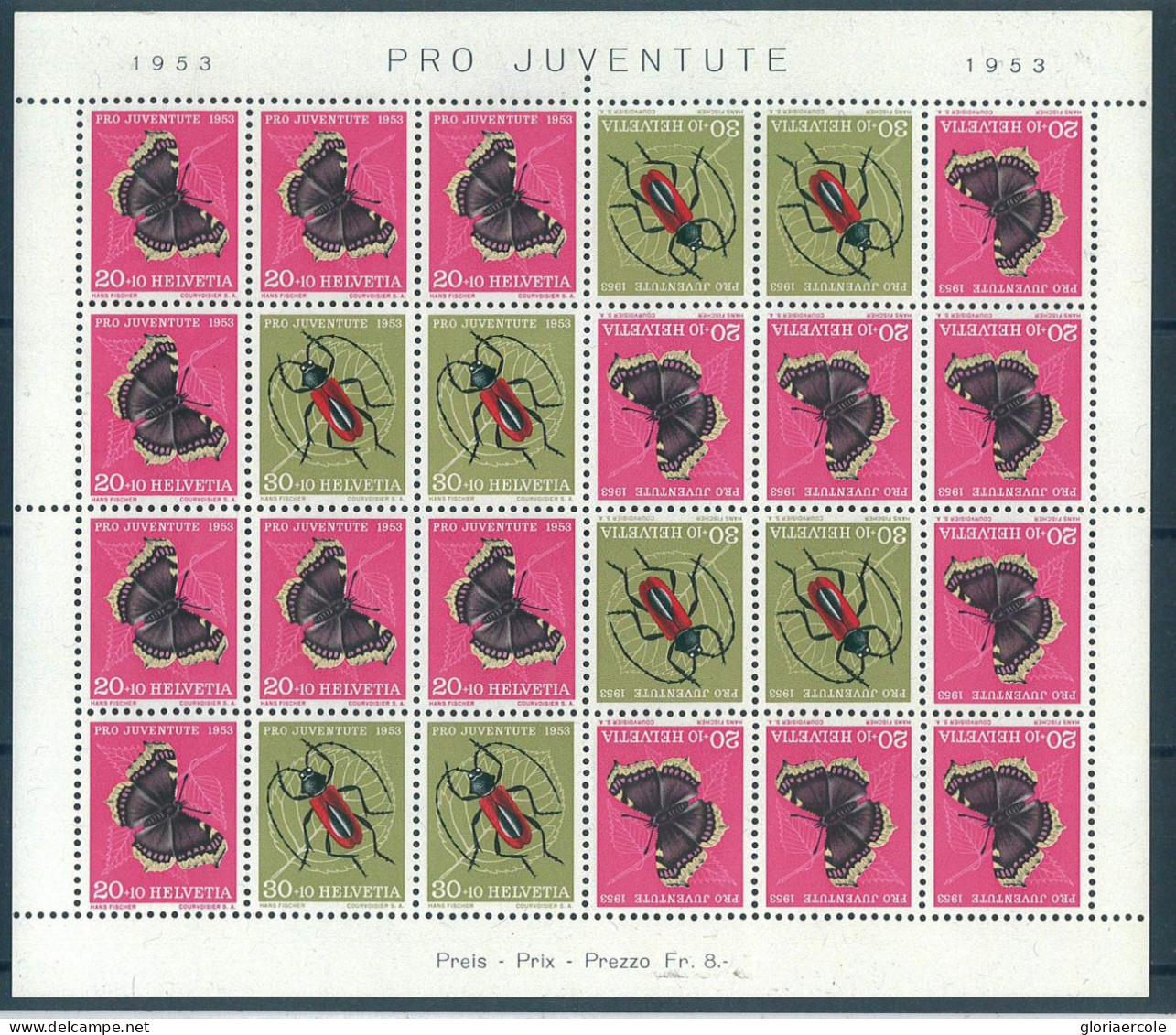 P2721 - SWITZERLAND, BSHV CAT JOZ 41, PROJUVENTUTE 1953 S/S IN PERFECT MNH CONDITION . RARE - Unused Stamps