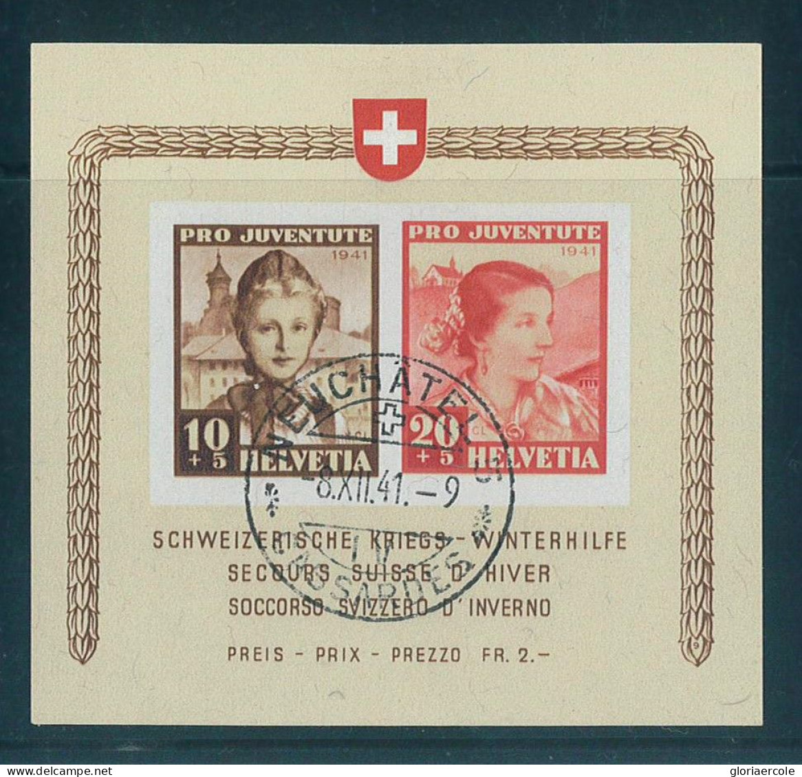 P2725 - SWITZERLAND SBHV BL 6 VFU. - Oblitérés