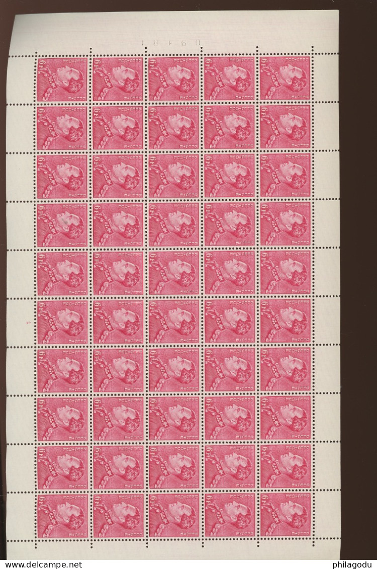 848. 3** 6Fr.   Une Feuille  . Cote 790 € +.  . (zonder Datum) - 1936-1951 Poortman