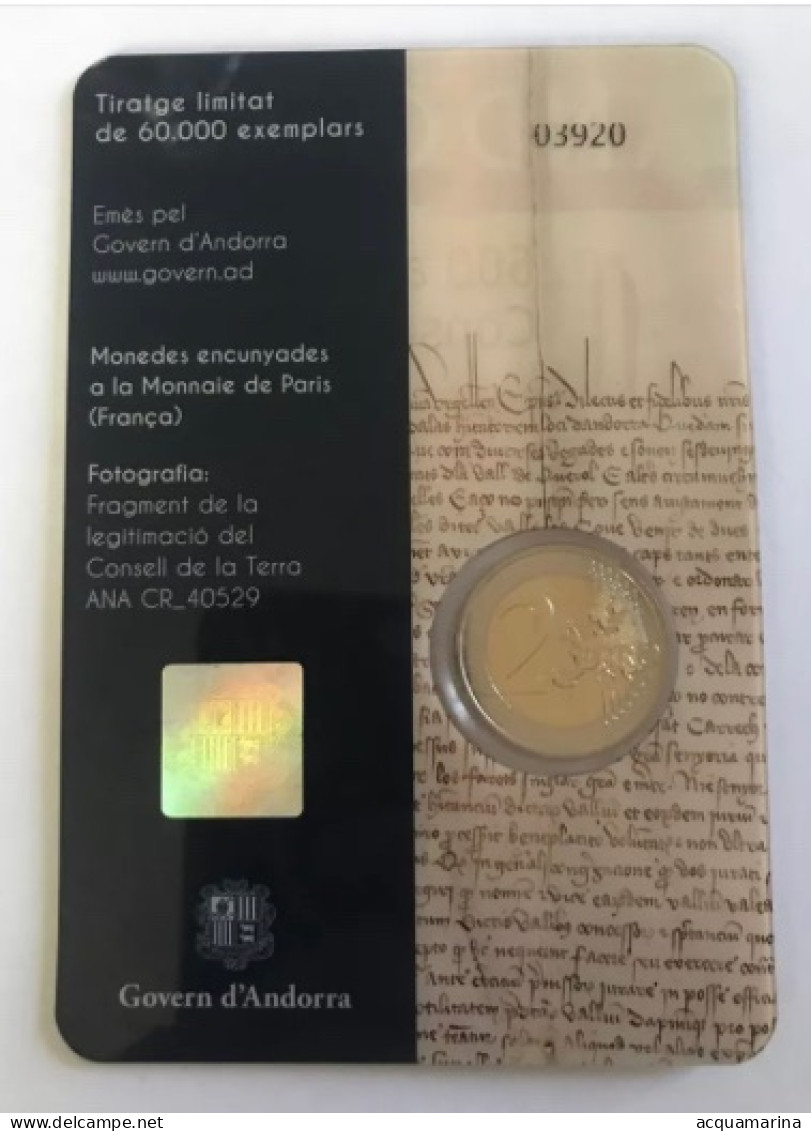 2 EURO COMMEMORATIVO ANDORRA 2019 Consell De La Terra - Andorre