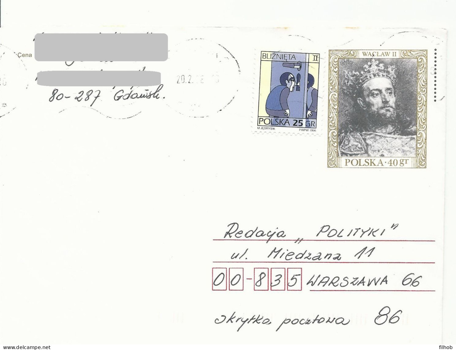 Poland Envelope Used Ck.100.04: Set Of Kings Waclaw II (postal Circulation) - Stamped Stationery