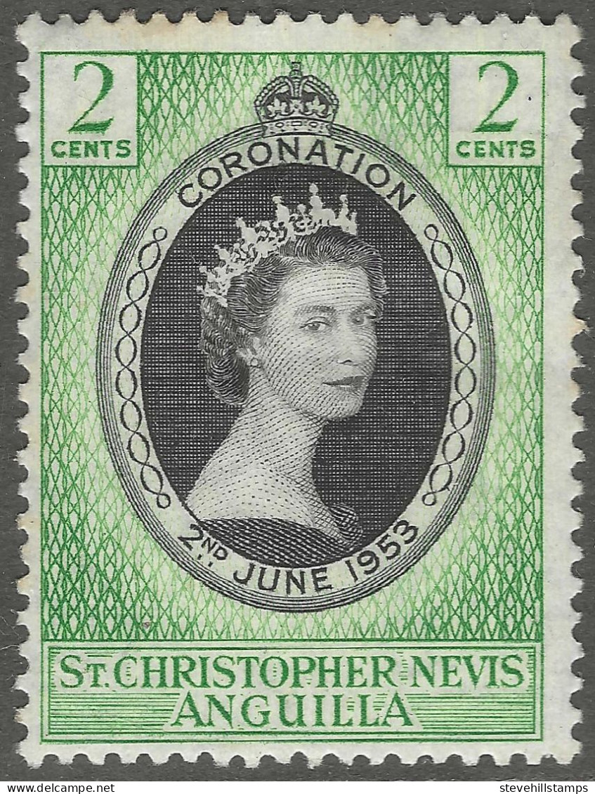St Kitts-Nevis. 1953 QEII Coronation. 2c MH. SG 106. M3115 - St.Christopher-Nevis & Anguilla (...-1980)