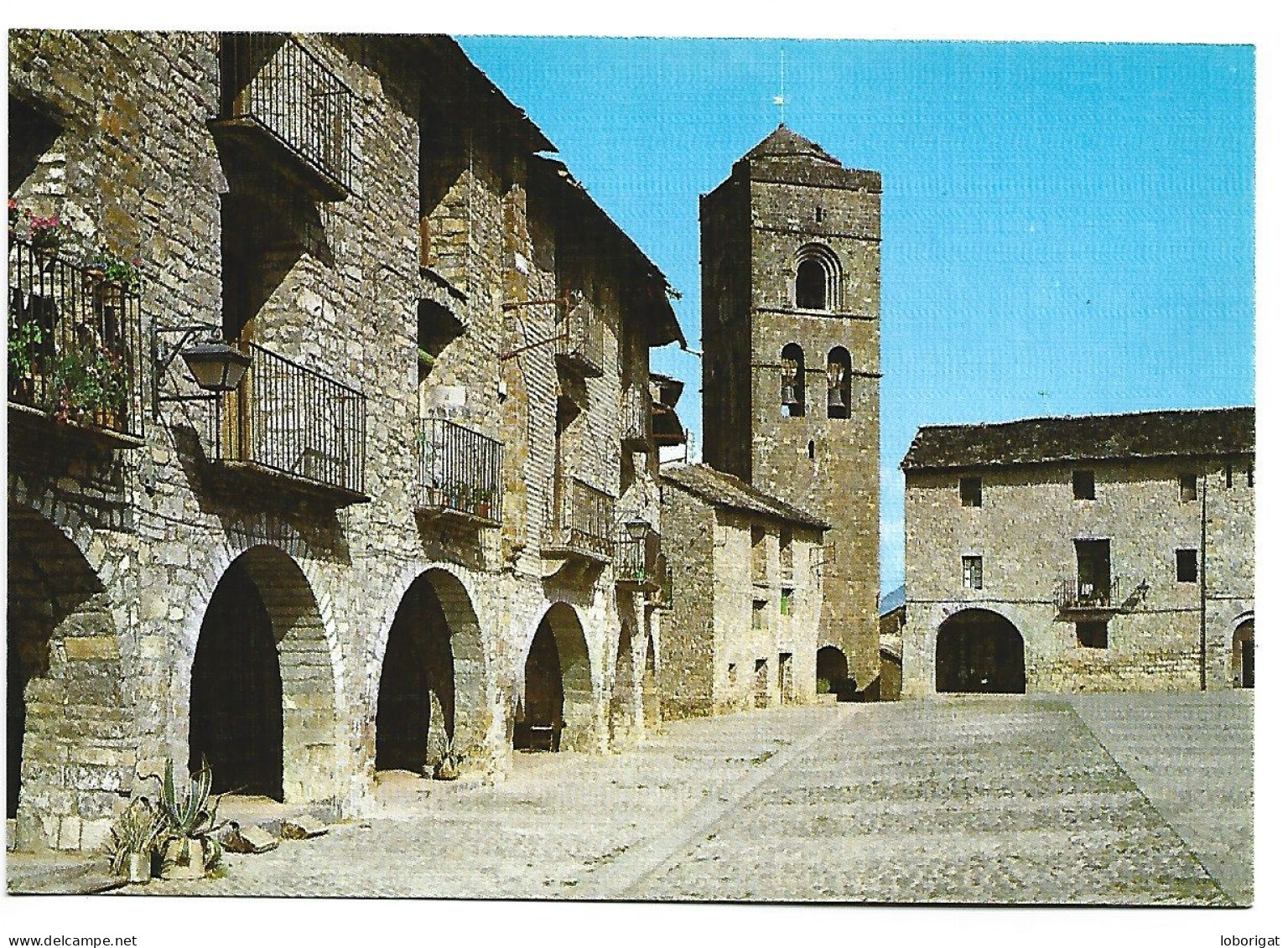 PLAZA MAYOR, TORRE S. XII Y AYUNTAMIENTO.- AINSA / HUESCA.- ( ESPAÑA ) - Huesca