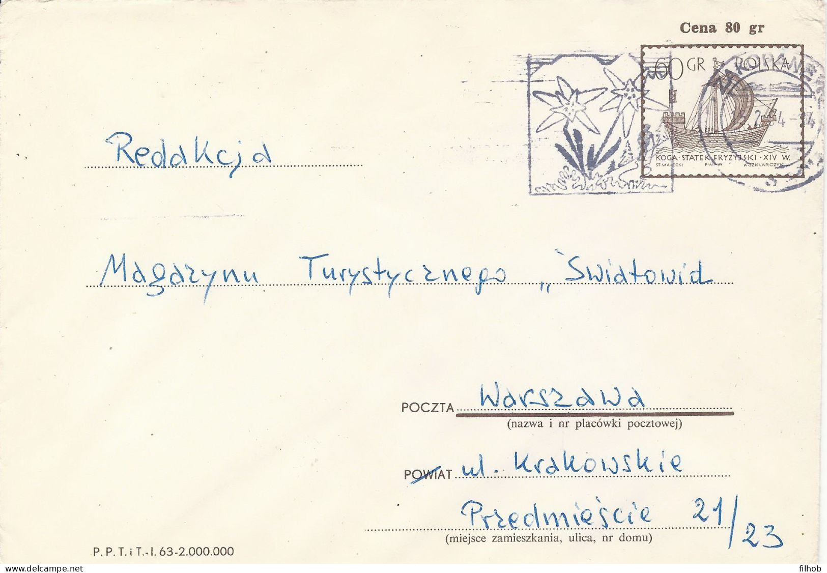 Poland Envelope Used Ck 37 S.63.I.03: Frisian Coga (postal Circulation Zakopane) - Stamped Stationery