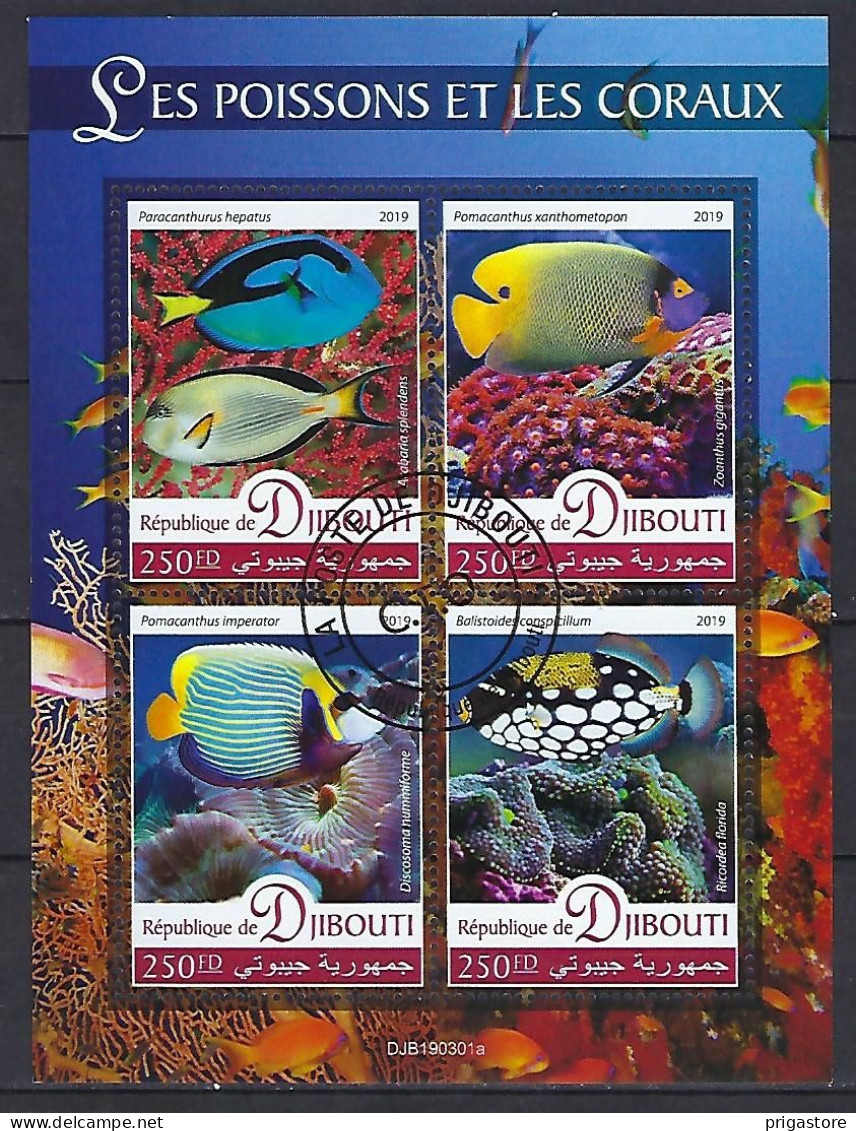 Animaux Coraux Djibouti 2019 (378) Yvert N° 2495 à 2498 Oblitérés Used - Marine Life