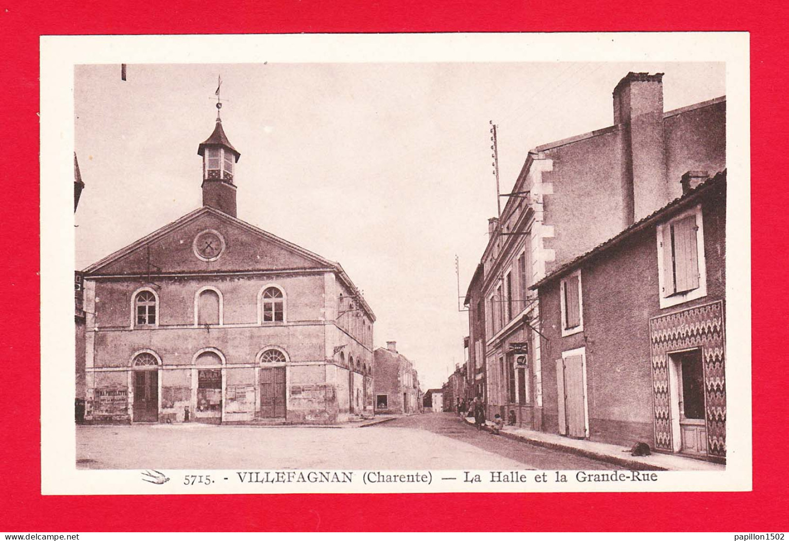 F-16-Villefagnan-02P12 La Halle Et La Grande Rue, Cpa BE - Villefagnan