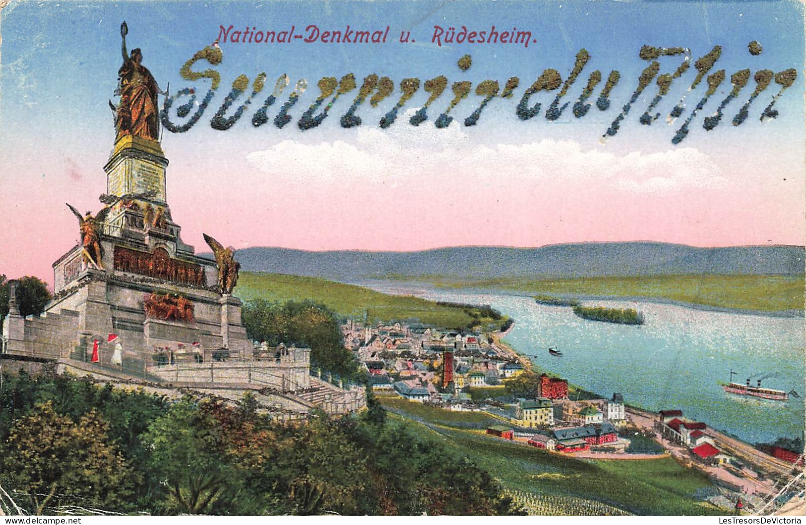 ALLEMAGNE - National Denkmal U - Rudesheim - Vue Au Loin De La Ville - Vue Sur Une Statue - Carte Postale Ancienne - Ruedesheim A. Rh.