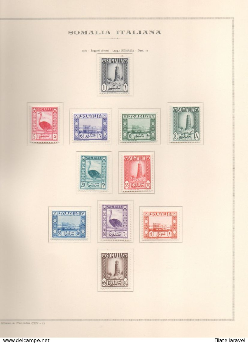Somalia (AFIS) Collezione Cpl Dal 1950 Al 1960 + P.A.+ Foglietto + Pacchi Postali+ Segnatasse. Linguellati. - Somalia (AFIS)