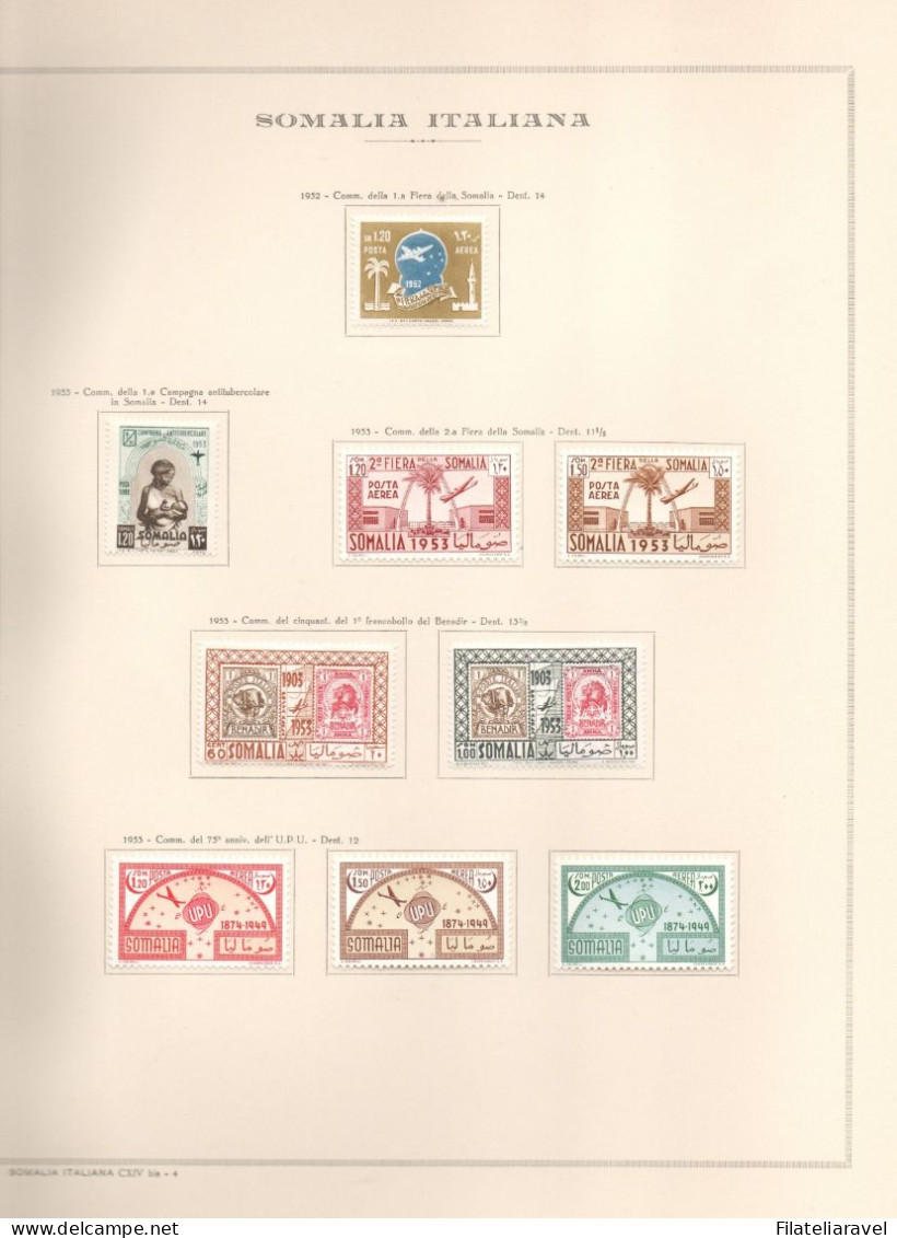 Somalia (AFIS) Collezione Cpl Dal 1950 Al 1960 + P.A.+ Foglietto + Pacchi Postali+ Segnatasse. Linguellati. - Somalia (AFIS)