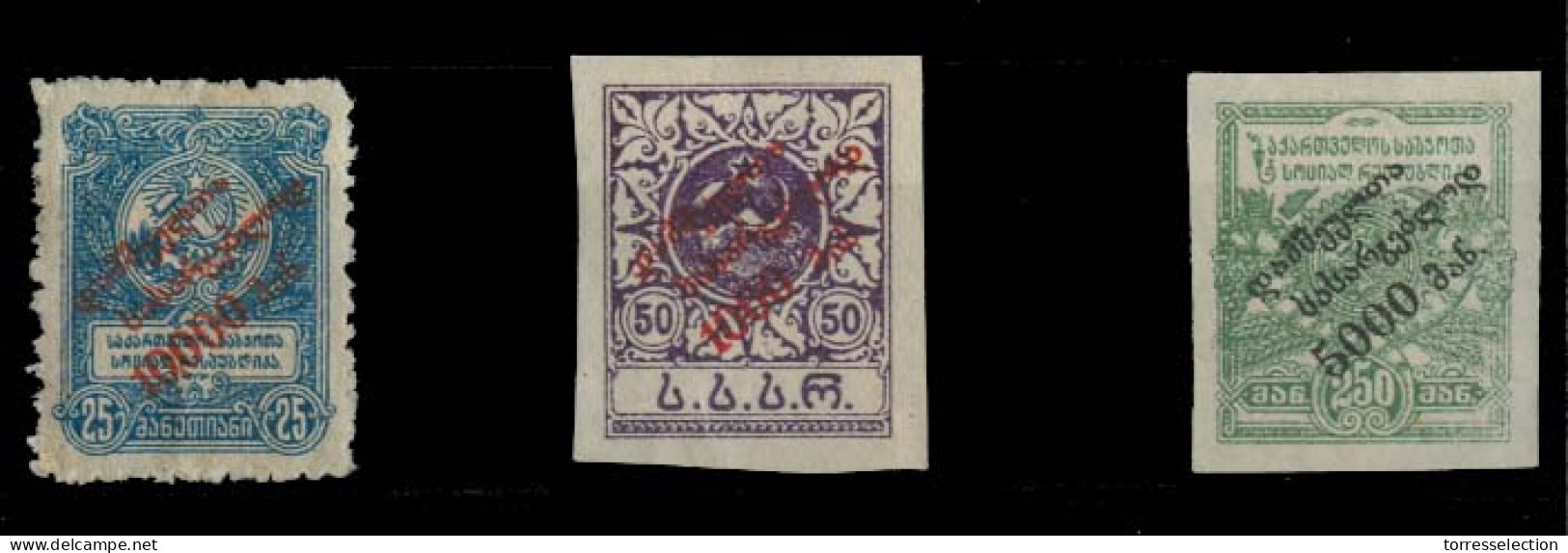 GEORGIA. C.1920. 3 Overprinted Stamps. Sold As Is. Rare In All Forms. - Georgia