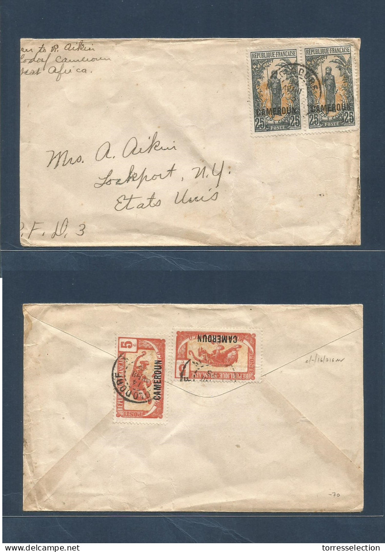 FRENCH LEVANT. 1915 (14 Nov) Colodorf - USA, Lockpart, NY. Complete + Reverse Ovptd Issue. Multifkd Env. VF. - Sonstige & Ohne Zuordnung
