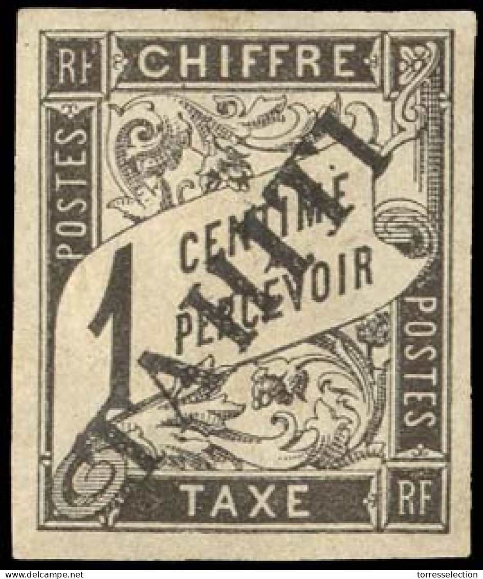 FRENCH COLONIES. TAHITI. 1c Postage Due. Ovptd. Wide Margins, Signed On Reverse. W.A. Part Original Gum. Very Rare Stamp - Other & Unclassified