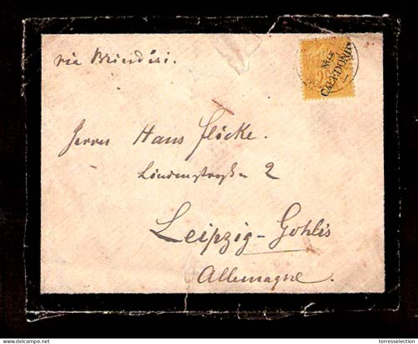 FRENCH COLONIES. NEW CALEDONIA. 1894. NOUMEA - Germany. Fkd. Cover Front. Ovpt Misplaced. - Autres & Non Classés