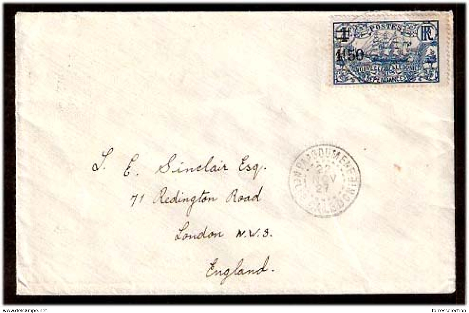 FRENCH COLONIES. 1927. New Caledonia. Paagoumene - UK. Frd Env. Nice Cds Town Cancel. - Other & Unclassified