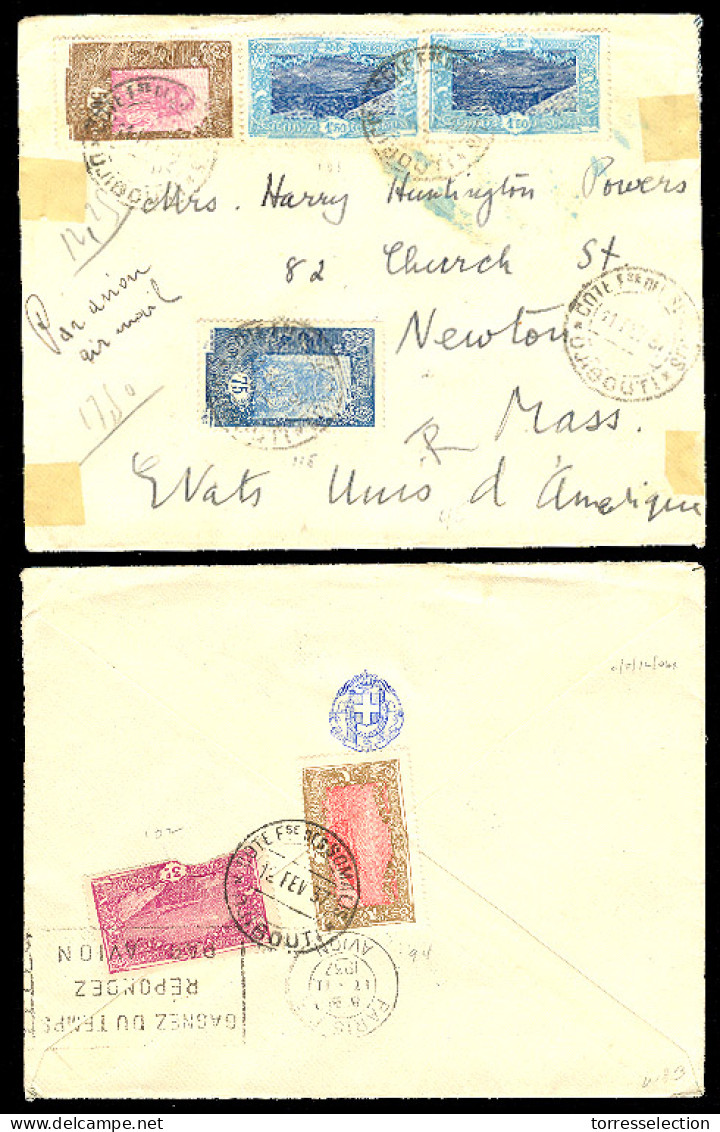 FRENCH COLONIES. 1937. SOMALIA. Djibouti - USA. Multifrkd Env / Airmail. - Autres & Non Classés