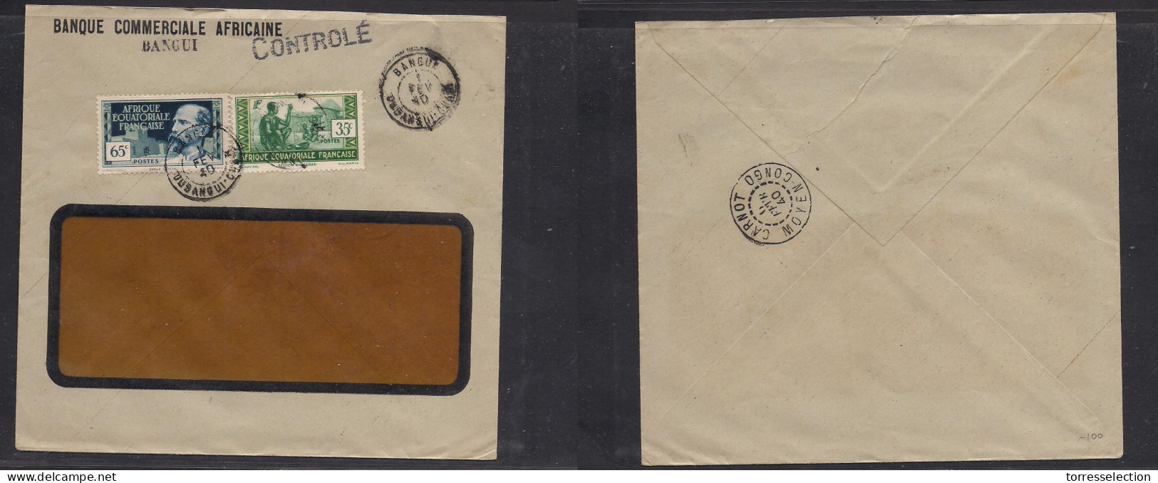FRC - Ubangui - Shari. 1940 (1 Feb) Bongui - French Congo, Carnot. Comercial Multifkd Censor Envelope. Fine. - Other & Unclassified