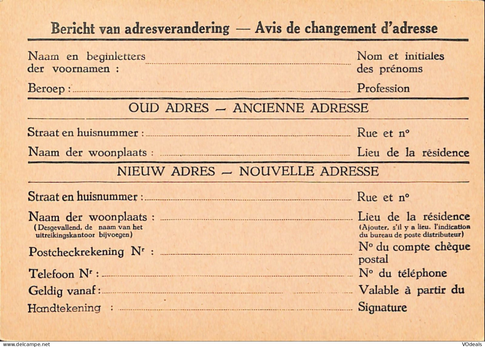 Belgique - Carte Postale - Entier Postal -  Avis Changement Adresse - 50 Cents - Addr. Chang.