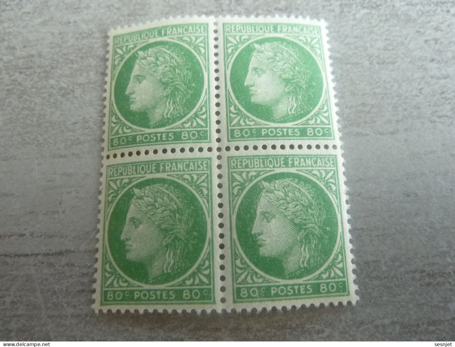 Cérès De Mazelin - 80c. - Yt 675 - Vert-jaune - Quadruple Neufs - Année 1945 - - 1945-47 Ceres Of Mazelin