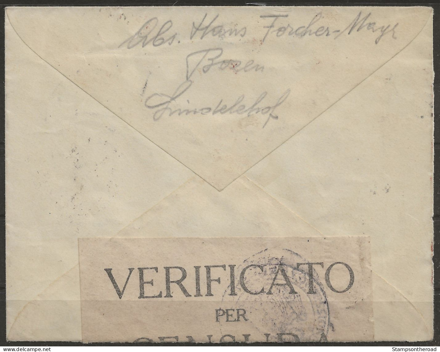TRAA/SP01 Busta Inviata Da Bolzano L'8 Aprile 1919 Tassata Per 40 Heller, Verificata Per Censura.- - Trentino
