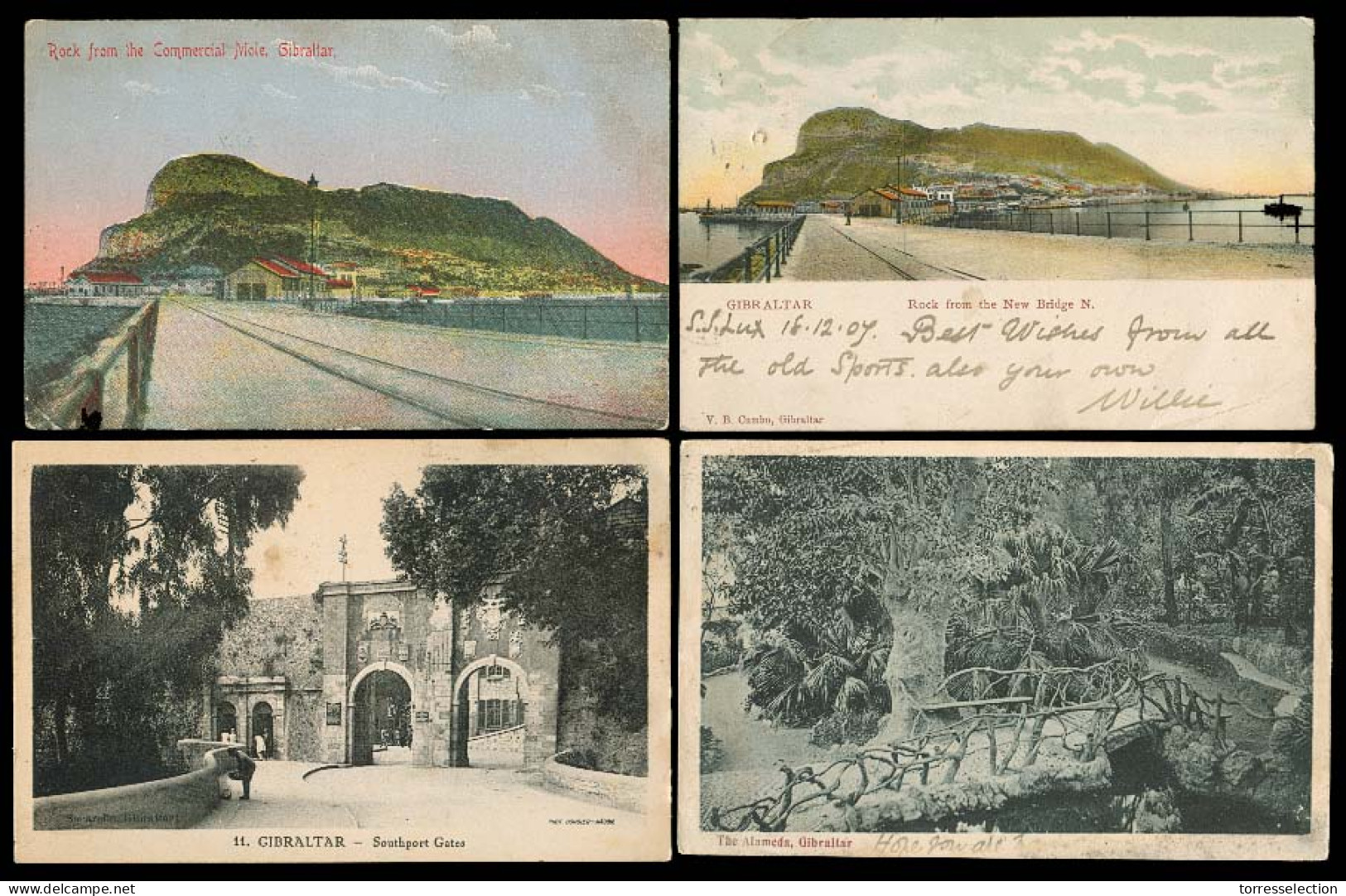 GIBRALTAR. 1907-15. 4 Diff Fkd / Circulated. Early Postcards. - Gibraltar