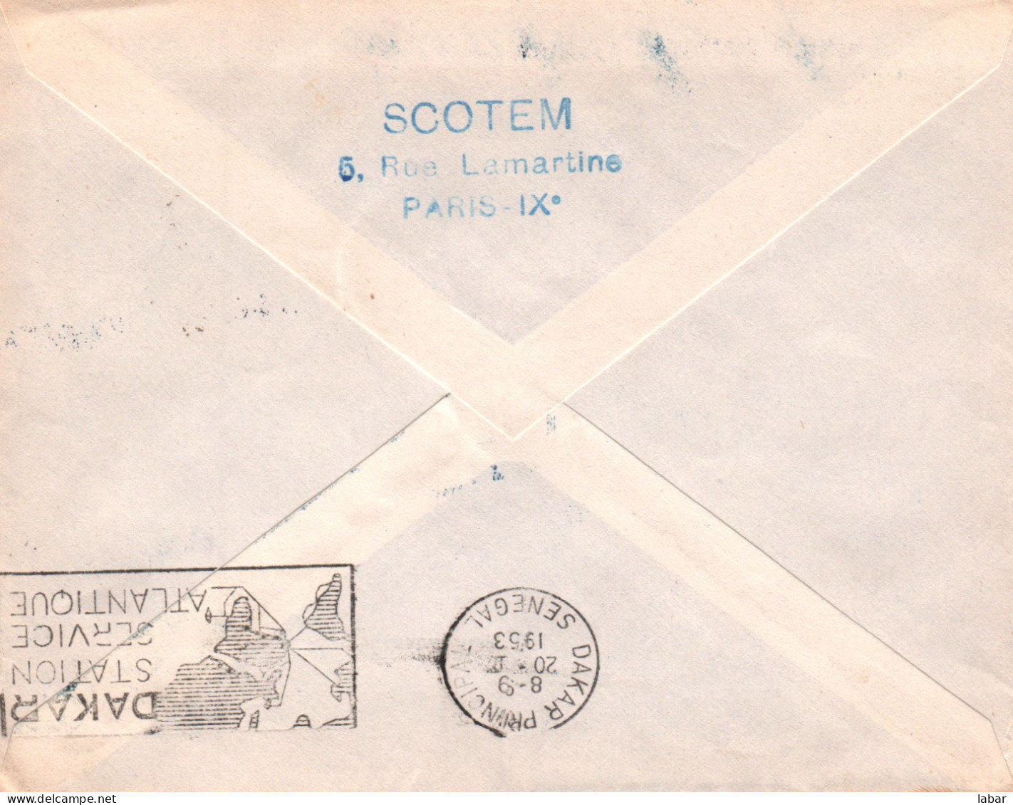 LETTRE / SCOTEM / Inauguration De La 1 ère Liaison Aérienne PARIS DAKAR 1953 RARE Avion A Réaction DAKAR - 1927-1959 Oblitérés