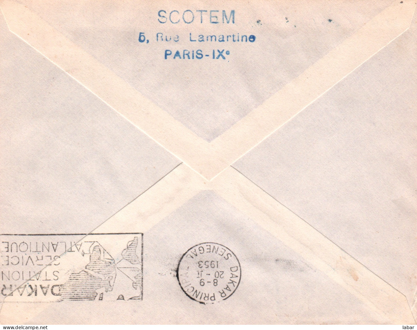 LETTRE / SCOTEM / Inauguration De La 1 ère Liaison Aérienne CASABLANCA DAKAR 1953 RARE Avion A Réaction PARIS - 1927-1959 Oblitérés