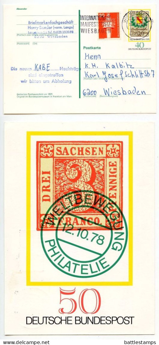 Germany, West 1983 Uprated 30pf. 25th Anniversary Of Federal Republic Postal Card; Wiesbaden Slogan Cancel - Illustrated Postcards - Used