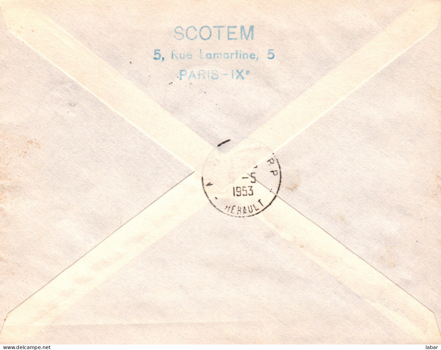 LETTRE / SCOTEM / Inauguration De La 1 ère Liaison Aérienne Postale De Nuit 1953 RARE PARIS MONTPELLIER - 1927-1959 Oblitérés