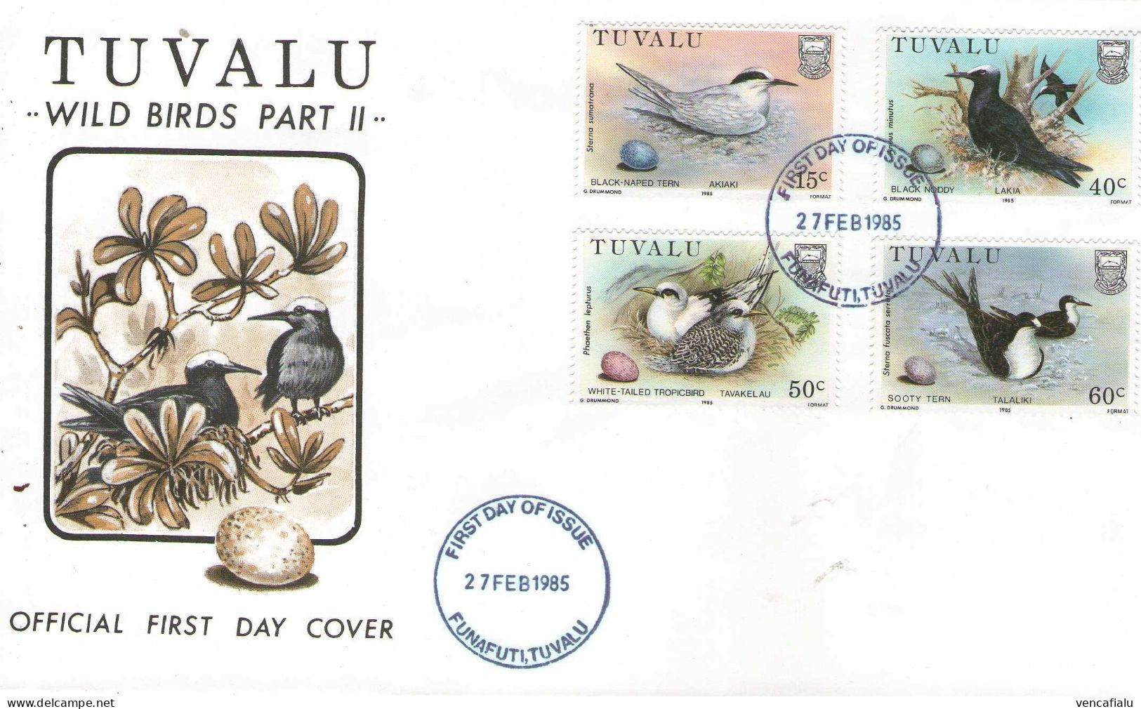 Tuvalu Funafuti,1985 - Birds,  FDC - Seagulls