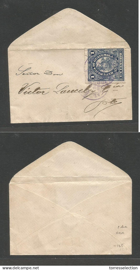 GUATEMALA. 1895 (Jan) Local Multifkd Env, Unseal P. Rate + 1c Used As Due. Rare Usage. - Guatemala