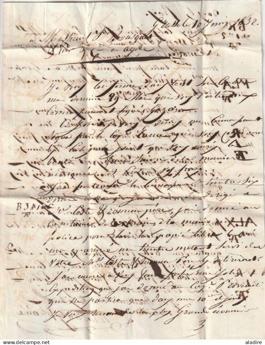 1832 -  Lettre Pliée De 2 P. De GRASSE, Cad Fleurons Simples (Alpes Maritimes) Vers AGDE (Hérault) - Dateur En Arrivée - 1801-1848: Précurseurs XIX