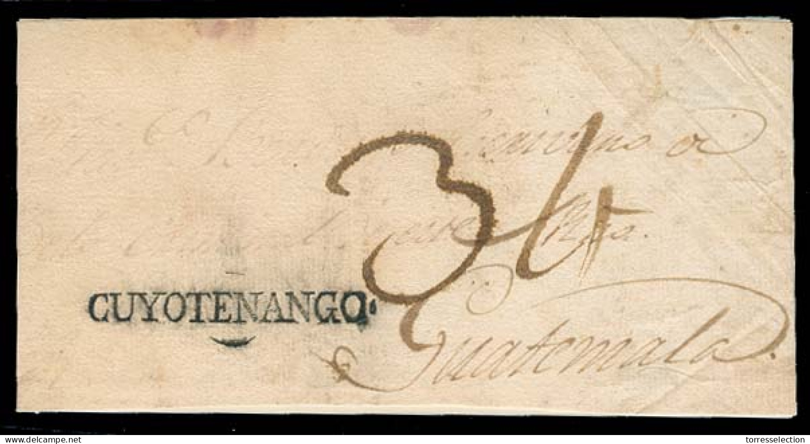 GUATEMALA. C.1810. Cuyotenango - Guatemala. Royal Official Front With Pmk Cuyotenango (xxx/RR) + 34 (R) VF + Rare. Excep - Guatemala