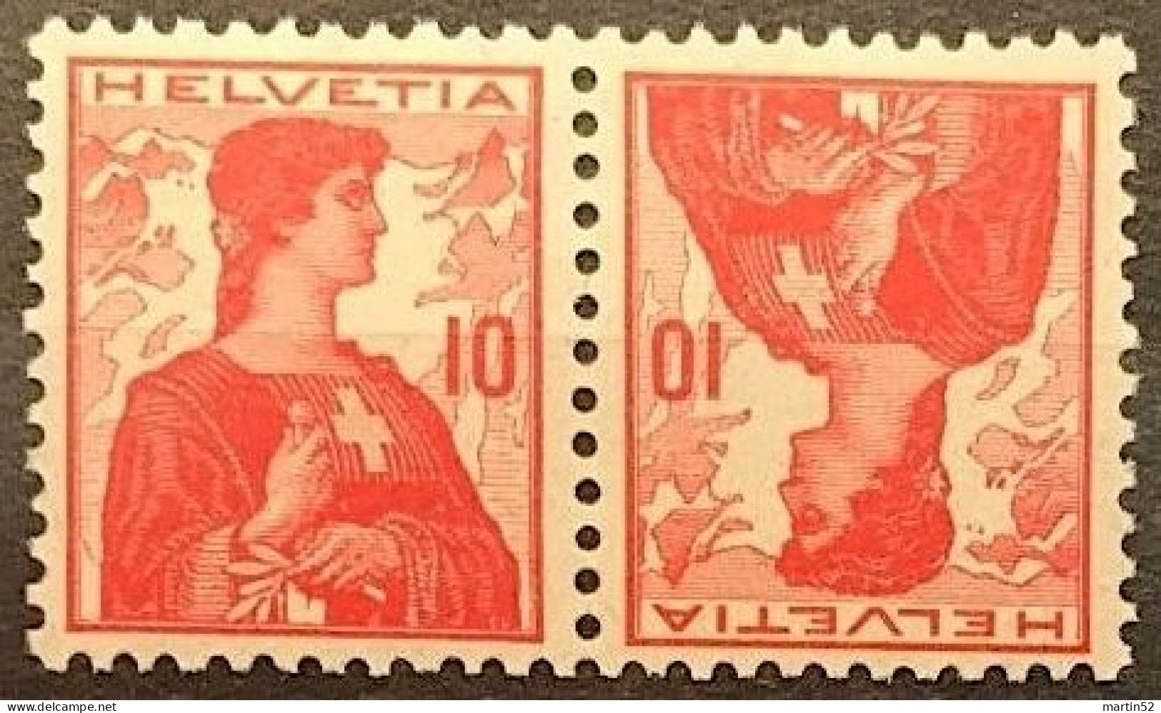 Schweiz Suisse 1909: Kehrdruck HELVETIA 10+10 Tête-bêche Zu K4 / Mi K6 ** Postfrisch MNH (Zu CHF 8.50) - Tête-bêche