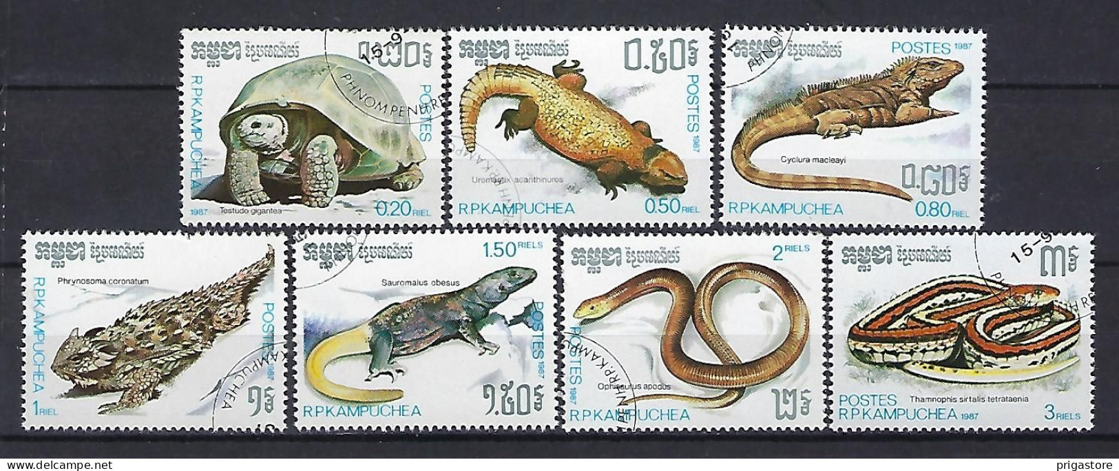 Kampuchea 1987 Animaux Reptiles (32) Yvert N° 751 à 757 Oblitérés Used - Kampuchea