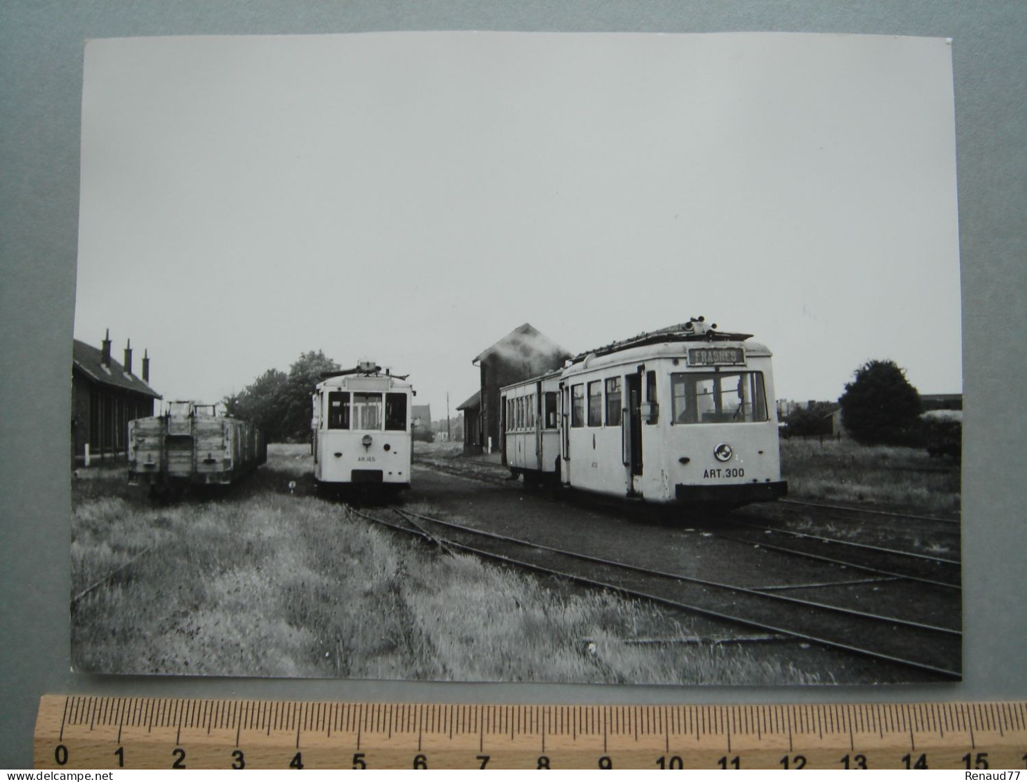 Photo Cliché J. BAZIN - Quevaucamps - Dépôt - Tram - Tramway - Ligne FRASNES - Belöil