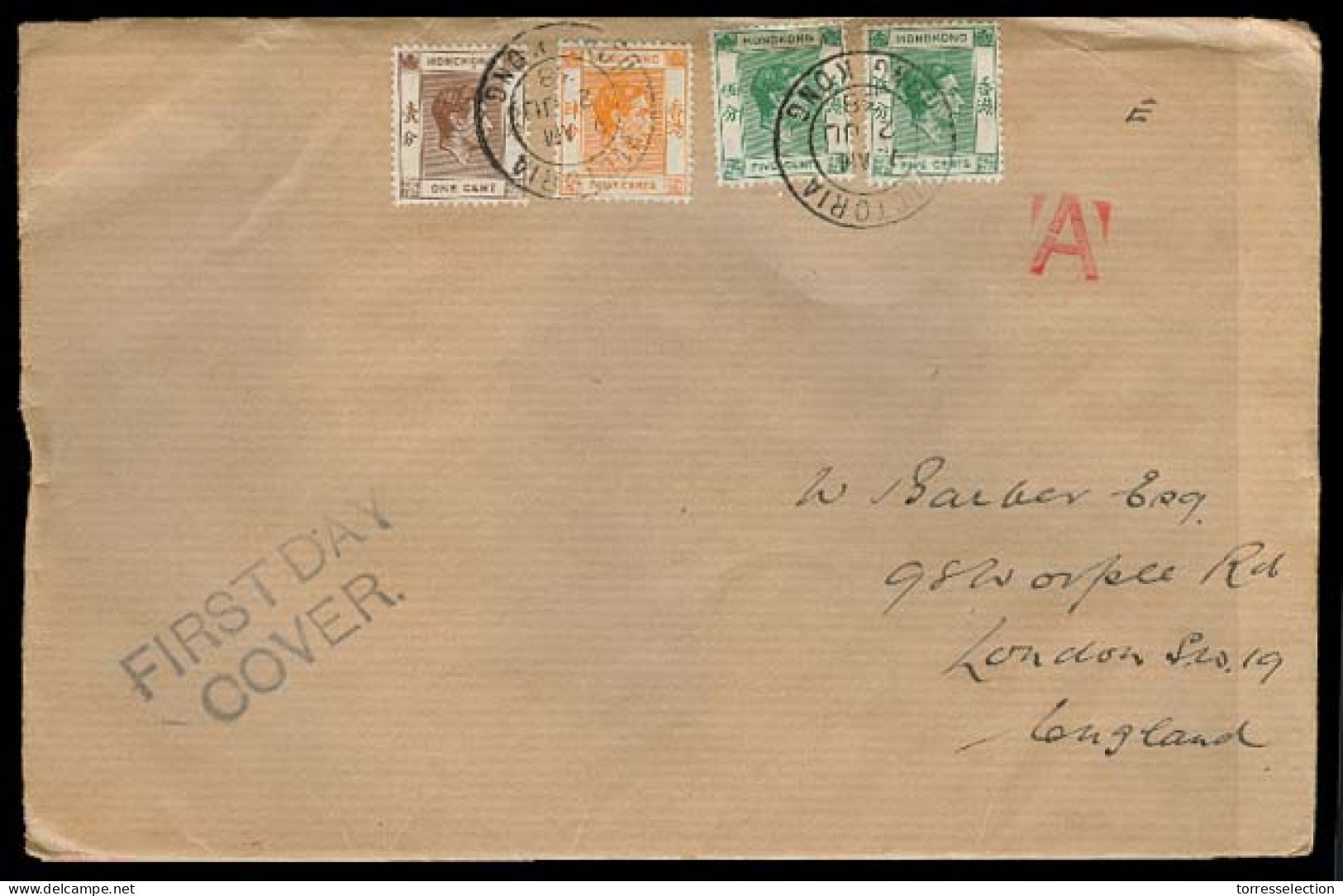 HONG KONG. 1938. Victoria - UK. FDC. New Values With Fkd Env. - Other & Unclassified