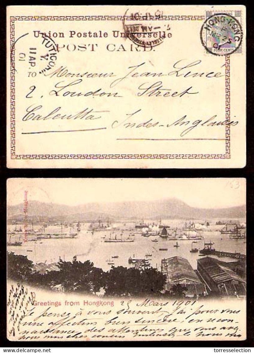 HONG KONG. 1901. HgKg - India. Frkd PPC / Cds. XF. - Other & Unclassified