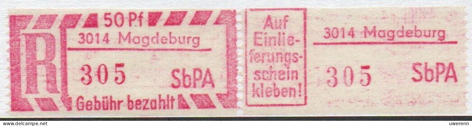 DDR Einschreibemarke Magdeburg SbPA Postfrisch, EM2B-3014II(1) Zh - Etiquettes De Recommandé