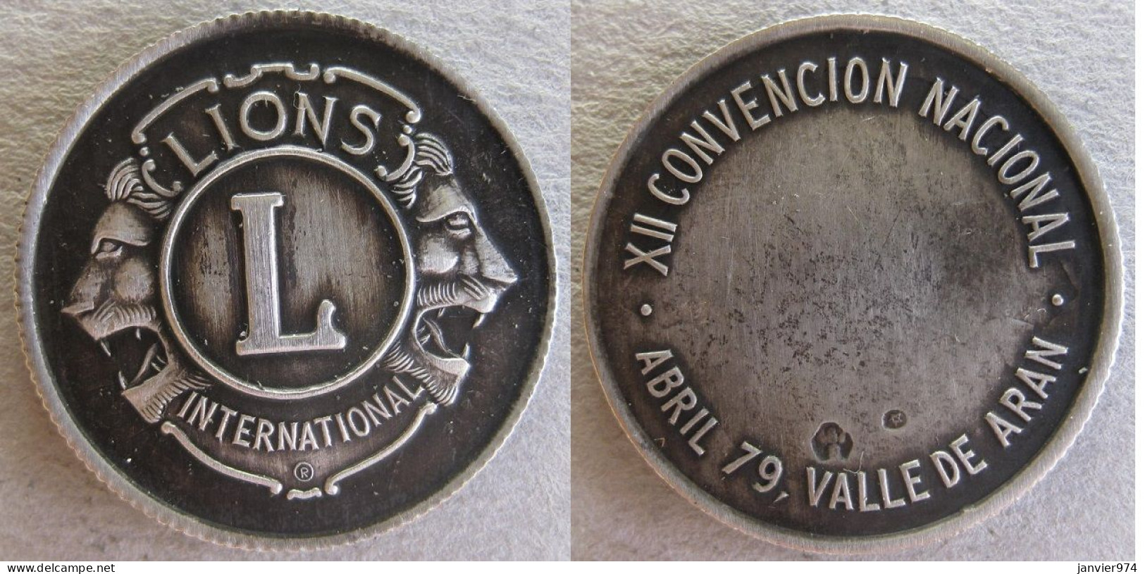 Jeton En Argent 1979 Lions International, Valle De Aran , Cataluña, Espagne - Professionali/Di Società