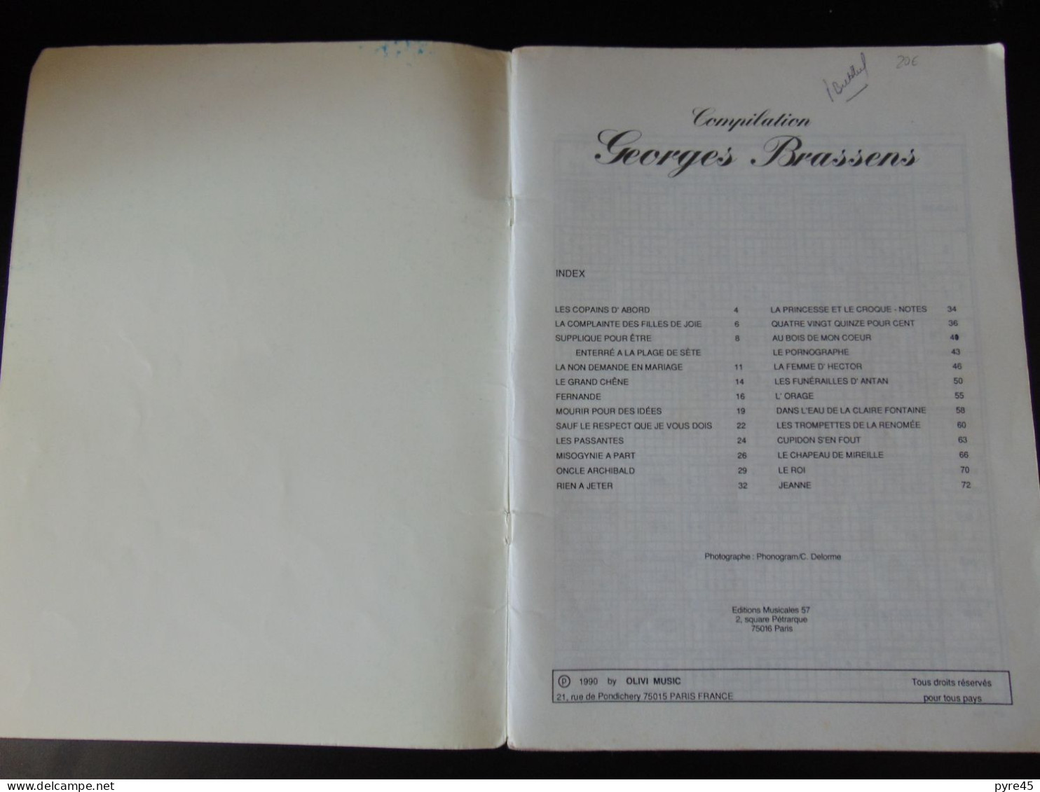" Compilation Georges Brassens " Olivi Music, 74 Pages - Otros & Sin Clasificación
