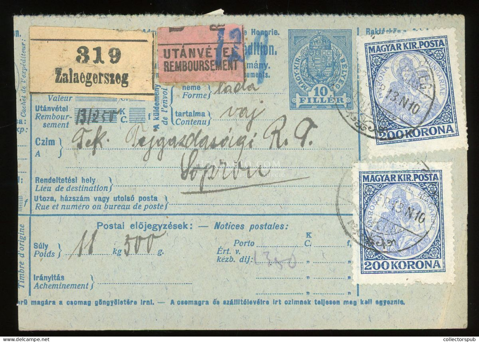 ZALAEGERSZEG 1923. Inflációs Csomagszállító 5db-os Három Színű Koronás Madonna Bérmentesítéssel Sopronba - Covers & Documents