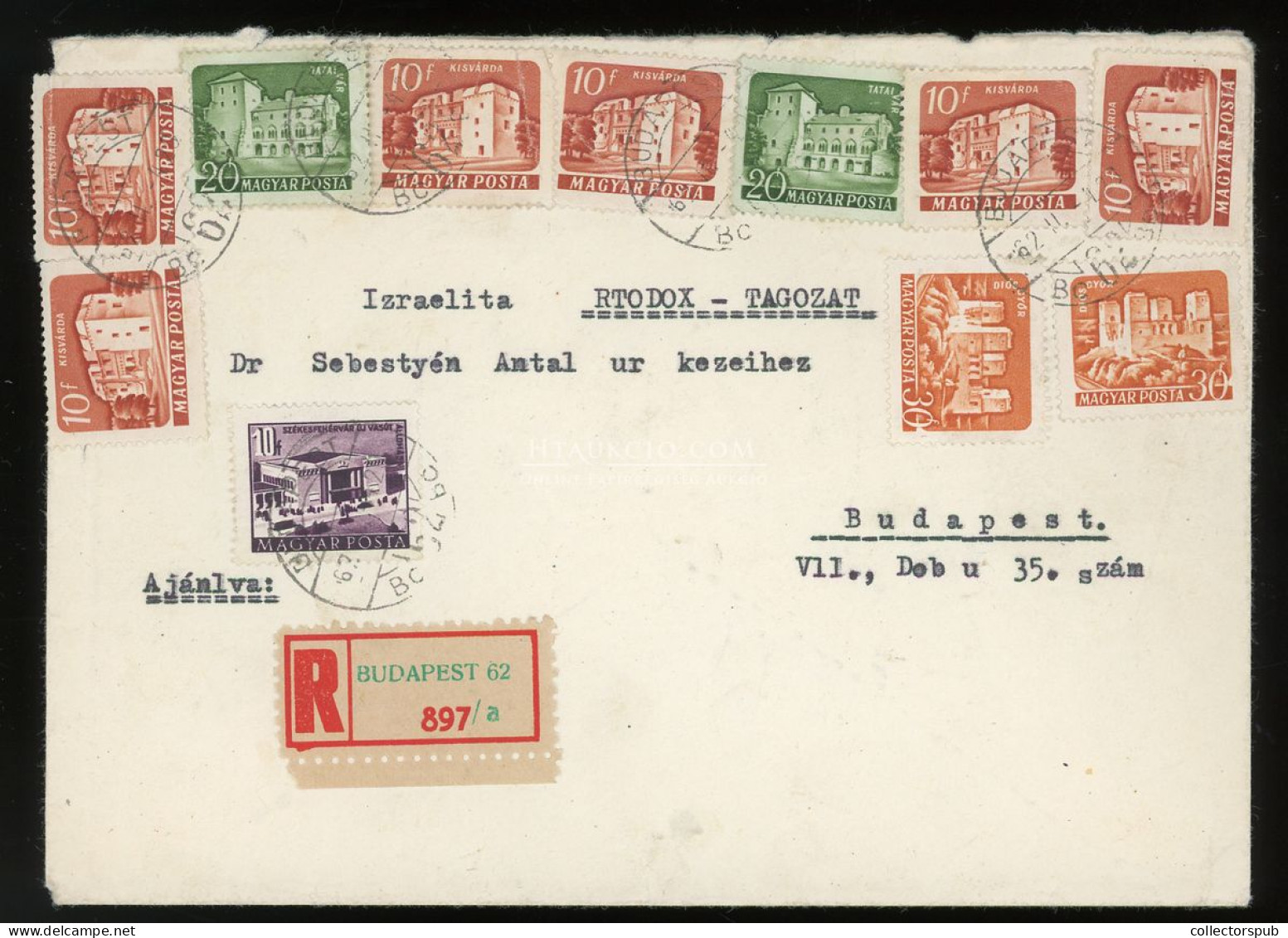 BUDAPEST 1962. Helyi Ajánlott Levél Az Izraelita Ortodox Tagozatnak 11db Bélyeggel - Storia Postale